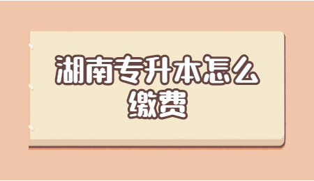 湖南專升本怎么繳費