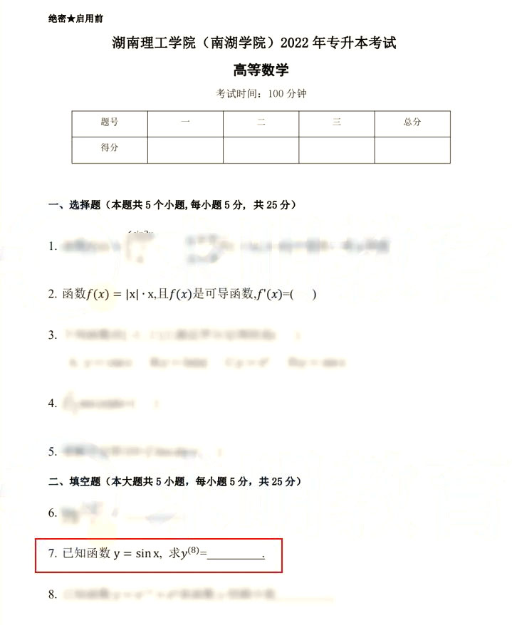 2022年湖南專升本高數考情分析（含歷年真題）