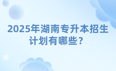 2025年湖南專升本招生計劃有哪些?