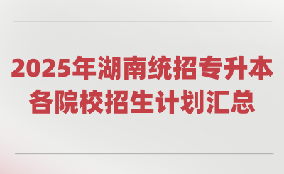 2025年湖南統招專升本各院校招生計劃匯總