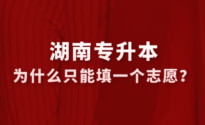 湖南專升本為什么只能填一個(gè)志愿？